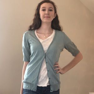 New York & Company blue short sleeved sweater